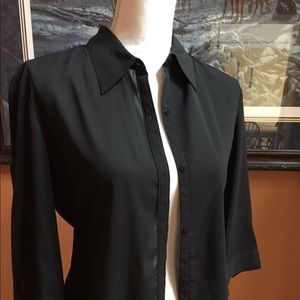 Express Black Sheer button down blouse.